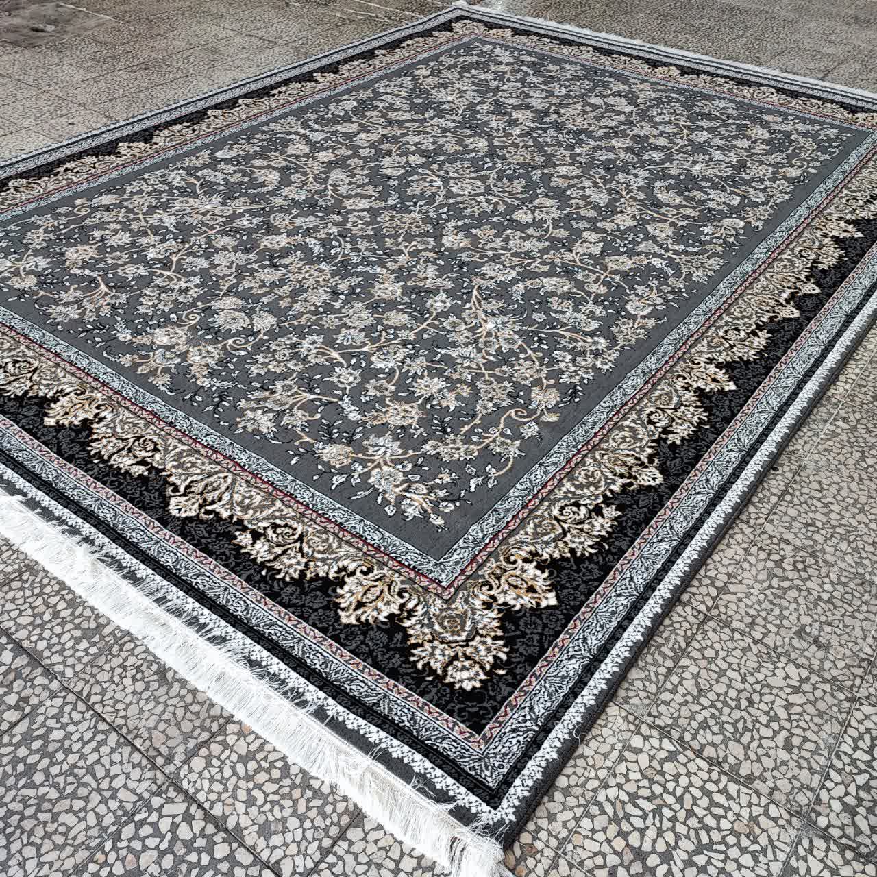 فرش 500 شانه طرح 700 شانه تراکم 1500 مدل آوا طوسی (ارسال رایگان)