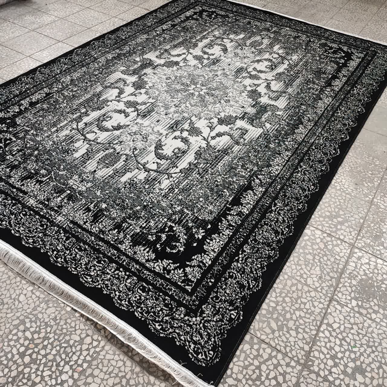 فرش 500 شانه طرح 700 شانه تراکم 1500 مدل شکوه مشکی (ارسال رایگان)