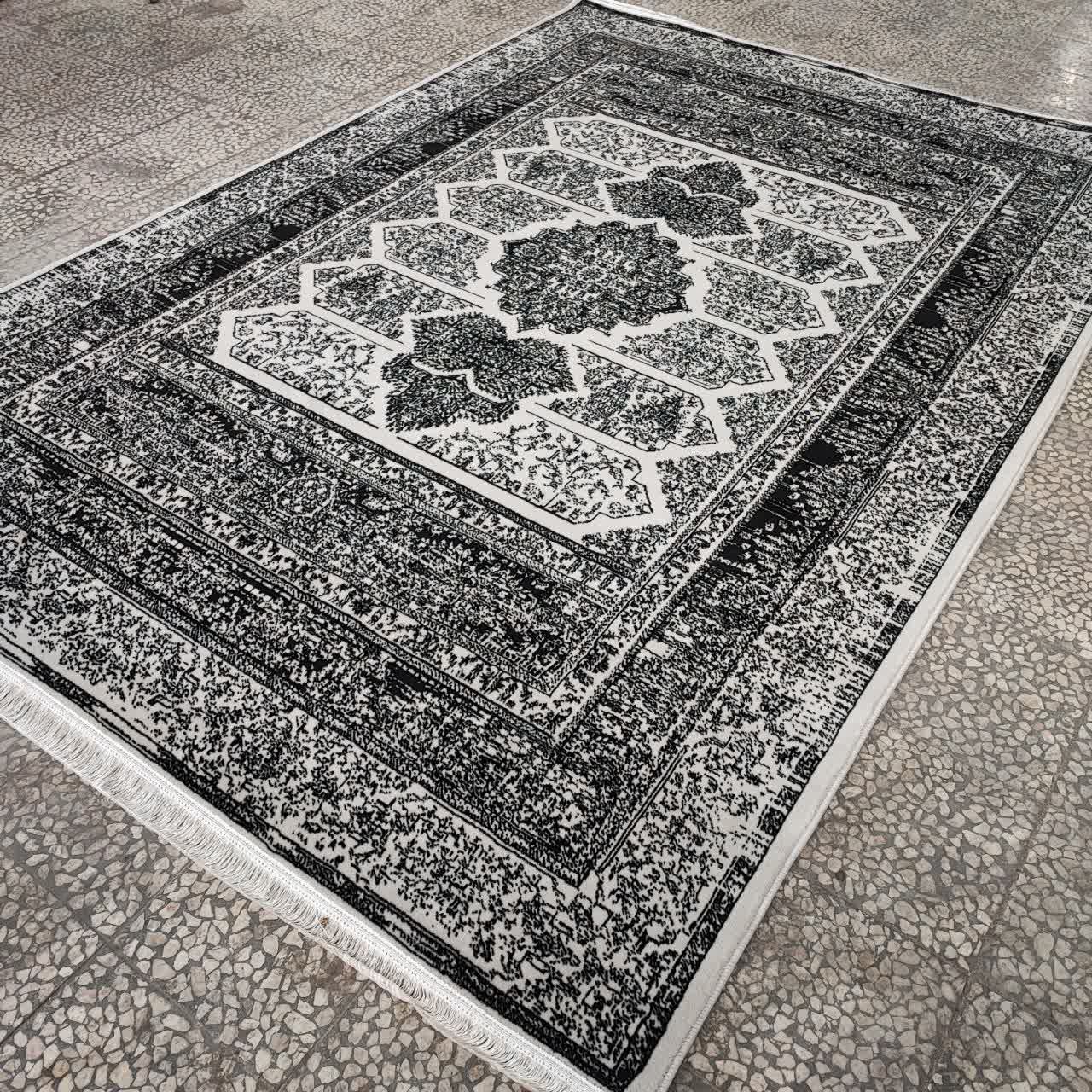 فرش 500 شانه طرح 700 شانه تراکم 1500 مدل گلشن نقره ای (ارسال رایگان)