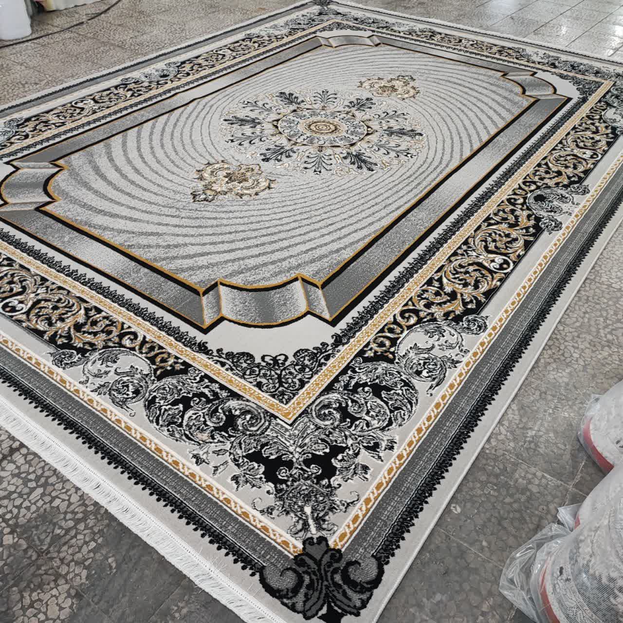 فرش 500 شانه طرح 700 شانه تراکم 1500 مدل دلبر نقره ای (ارسال رایگان)